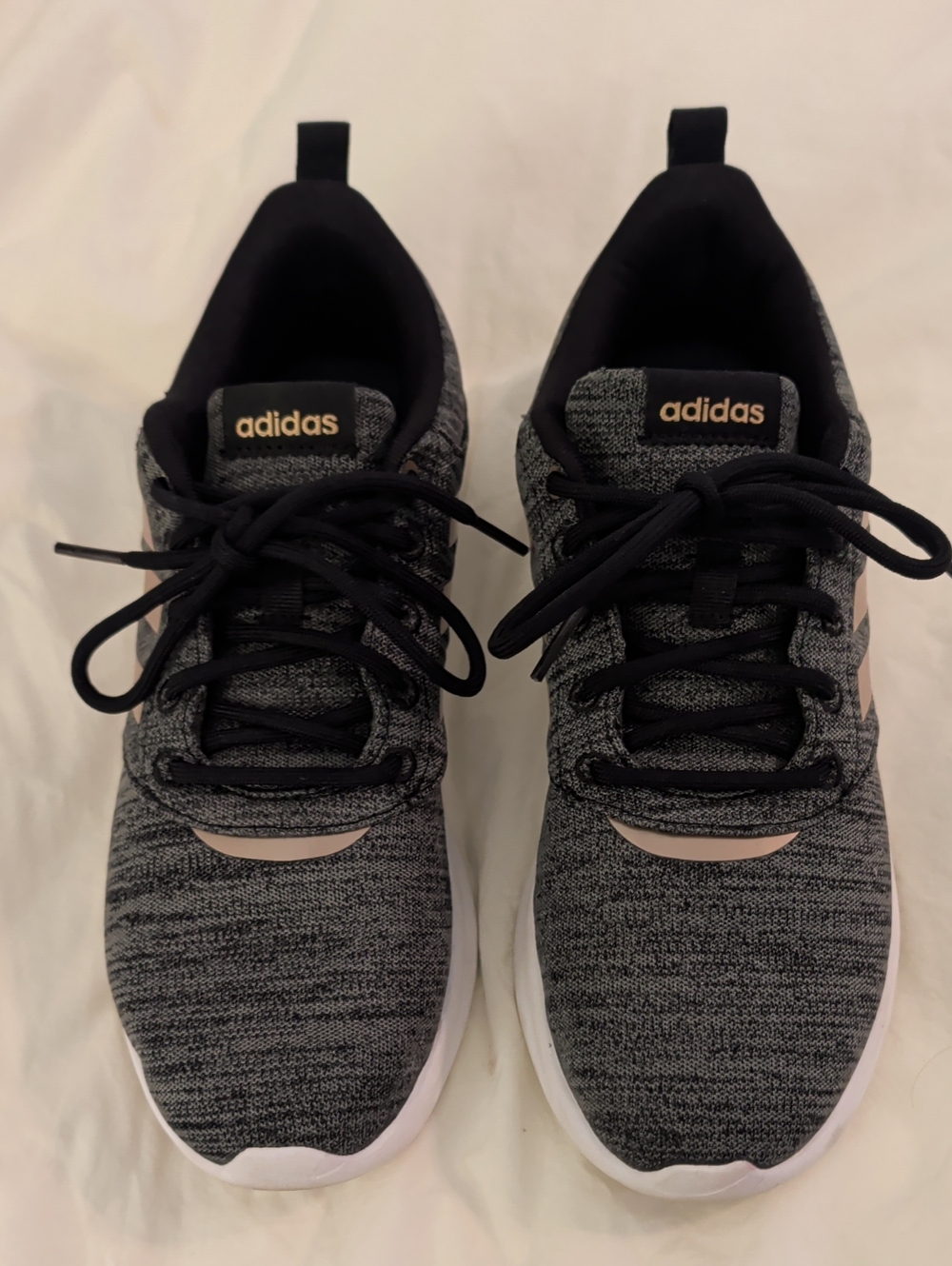 QT Racer 2.0 Cloudfoam adidas Sneakers Heathered Black with Rose Gold Details